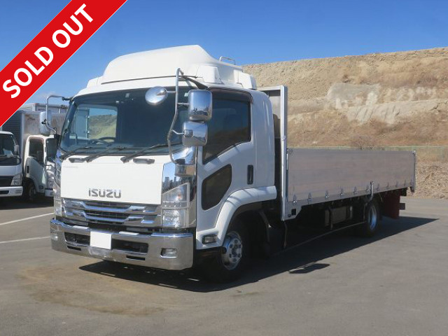2015 Isuzu Forward, medium-sized flatbed aluminum block, 6200mm wide, rear air suspension. 370,000km actual mileage. Inspection valid until November 2026!