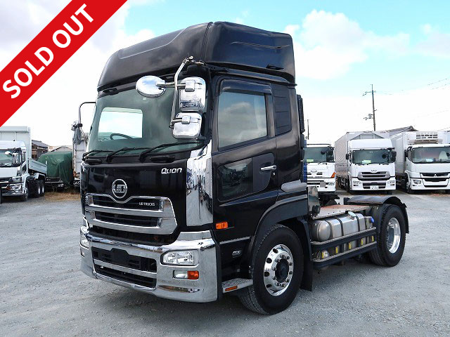 2018 model UD Trucks Quon tractor head, 5th wheel load 11.5t, 450 horsepower, aluminum wheels * Actual mileage approx. 460,000km / Vehicle inspection valid until April 2016 *