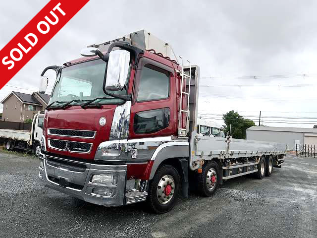 2015 Mitsubishi Fuso Super Great, large flatbed aluminum block, 5-way opening, 4-axle low floor, 420 horsepower, aluminum wheels, ★Approximately 780,000 km on the meter★