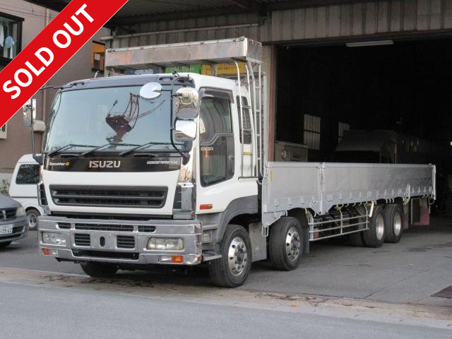 H18 Isuzu Giga low floor 4-axle 9500mm aluminum block 600mm 5-sided open flat body rear air suspension aluminum wheels installed!