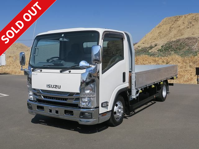 Reiwa 2 model Isuzu Elf 2t flatbed body Aluminum block 3-way opening Wide and long Fully low floor Steel-plated floor 150 horsepower [Semi-medium-sized license compatible *Excluding 5t limited]