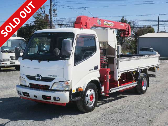 2012 Hino Dutro with small crane, standard long, cargo bed length 366cm, Furukawa Unic 4-stage boom, 2.93t lifting, hook-in, radio-controlled [medium-sized license required *excluding 5t limited]