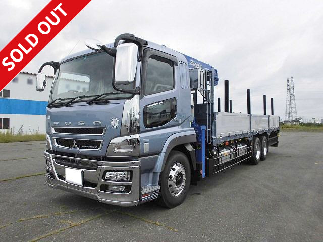 2017 Mitsubishi Fuso Super Great with large crane, Tadano 4-stage, 7-way opening aluminum block, 3-axle high deck, custom plated