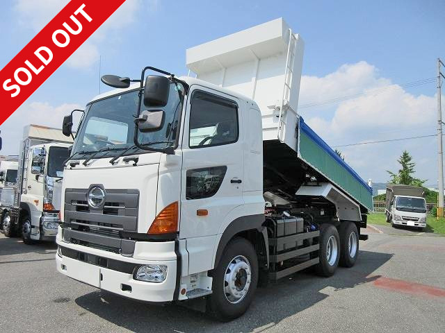 2017 Hino Profia large dump truck, manufactured by Kyokuto Kaihatsu, 5300 reinforced square bottom body, with electric cobo lane. Available for lease.