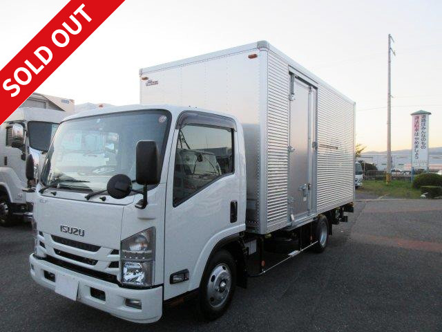 [Rental vehicle] 2018 model Isuzu Elf small aluminum van, wide and long, 2t capacity, with back camera, combination gate, left side door