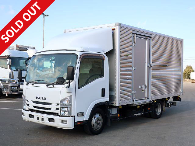 2017 Isuzu Elf 2t aluminum van, wide and long, cargo bed height 215cm, combination gate, left sliding door, full low floor, 2-stage lashing rail, 150 horsepower [medium-sized license compatible *excluding 5t limited]