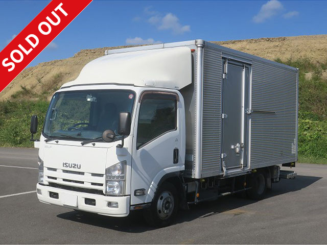 2014 Isuzu Elf 2t aluminum van, wide and long, 216cm cargo bed, storage PG, left sliding door, full low floor, 2-stage lashing rail, 150 horsepower [medium-sized license required *excluding 5t limited]