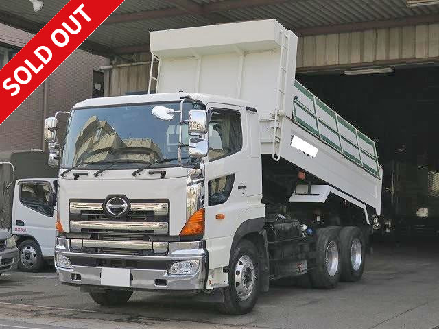 2015 Hino Profia high-floor dump truck 5100 reinforced square bottom body with maintenance and inspection record book, retarder and electric cobo lane