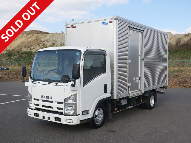 2008 Isuzu Elf 2t aluminum van, standard long, cargo bed height 216cm, left sliding door, full low floor, 2-stage lashing rail, 150 horsepower [medium-sized (5t only) license compatible *old standard license OK]