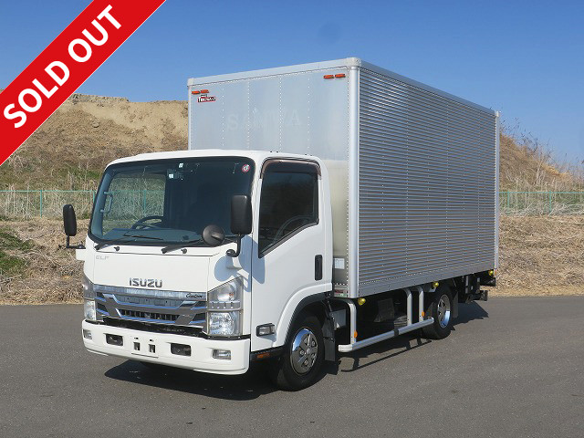 2016 Isuzu Elf 3t aluminum van, wide and long, cargo bed height 221cm, custom combination gate, full low floor, 2-stage lashing rail, 150 horsepower