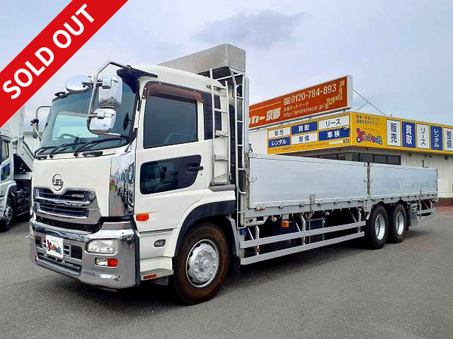 2011 UD Trucks Quon Large flatbed aluminum block 5-way opening High floor 3-axle Retarder * Actual mileage on meter: approx. 490,000 km! *