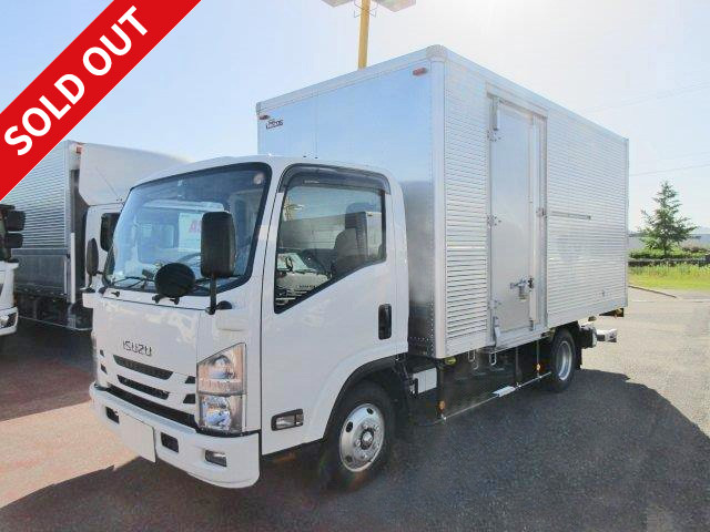 [Lease de Sugu Nori exclusive] 2018 model Isuzu Elf small aluminum van with wide and long storage space! High floor, left side door, 2t capacity, ETC and backup camera 