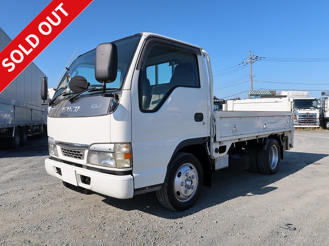 2004 Isuzu Elf 2t flatbed body, standard short, vertical PG, full low floor [medium-sized (5t limited) license compatible *old standard license OK]