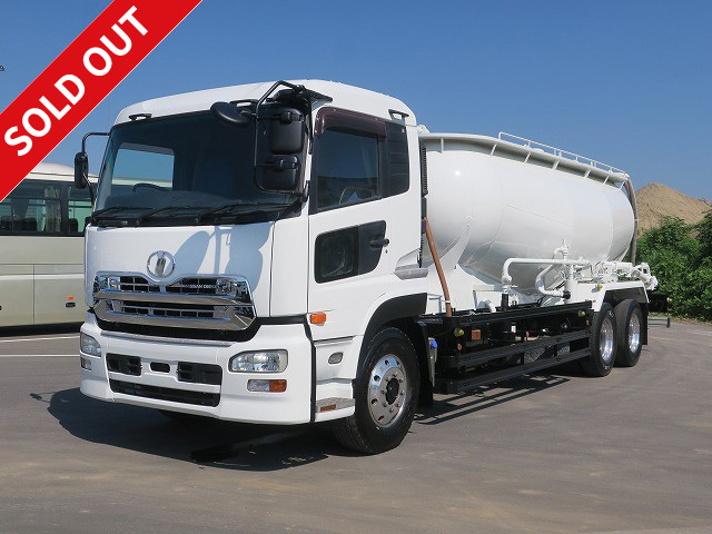 2007 model UD Trucks Quon 25 ton powder transport vehicle, high-floor 3-axle, bulk cement, fly ash, drum capacity 14.5m3, aluminum wheels 