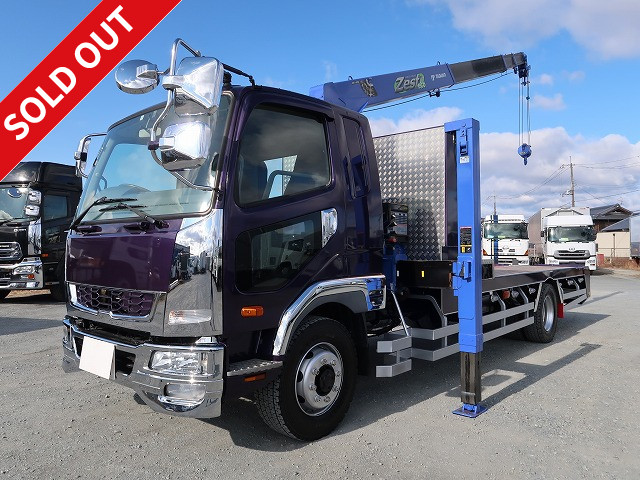 平成25年式 三菱ふそう ファイター 増トンクレーン付セルフローダー 荷台長519cm 積載6.6t タダノ4段 ラジコン ウィンチ ハイジャッキ 240馬力 ★メーター実走行約9万km/R7年12月迄車検付★