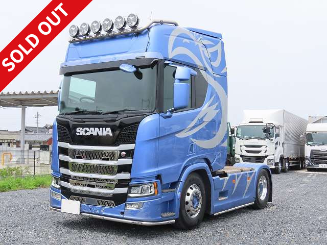 令和1年式 スカニア フルキャブトラクタヘッド 第五輪荷重11.3t 後輪エアサス ハイルーフ 500馬力 アルミホイール